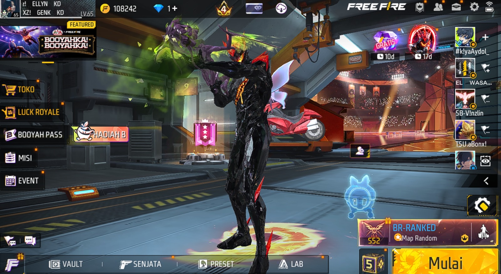FREE FIRE SET ITACHI KECE GOIB , SG TEROMPET MAX 1 SG 6 DRAGON GREEN